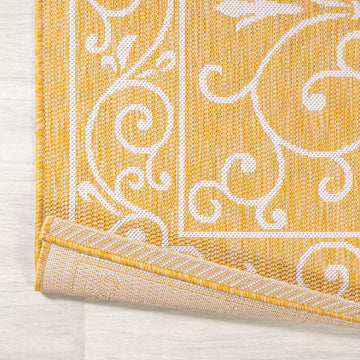 Charleston Vintage Filigree Textured Weave Indoor/outdoor Round Rug